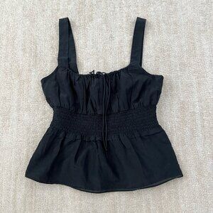 J. Crew Silk Ruffle Tank Blouse Top S Cotton Blend Black
